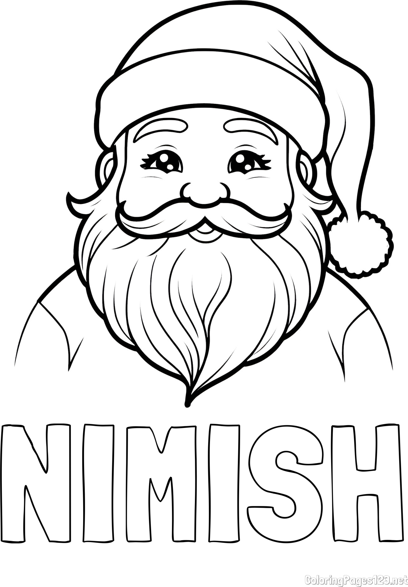 NIMISH Coloring Page alongside Simple and Cute Santa Claus Coloring Page
