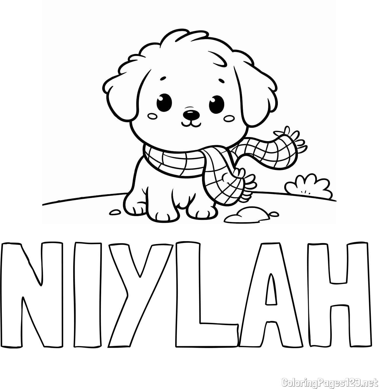 NIYLAH Coloring Page alongside Coloring Page of an Adorable Puppy
