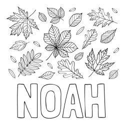 Online Created Coloring Page - NOAH Coloring Page and Autumn Leaves Coloring Page