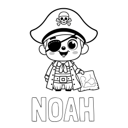 Online Created Coloring Page - NOAH Coloring Page and Cute Pirate Coloring Page