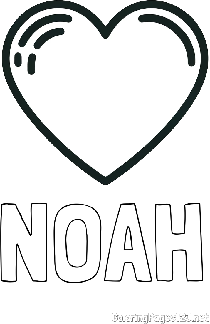 NOAH Coloring Page and Free Printable Coloring Page of a Heart