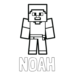 NOAH Coloring Page and Minecraft Steve Coloring Page
