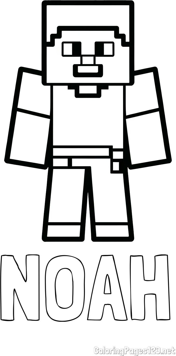 NOAH Coloring Page and Minecraft Steve Coloring Page