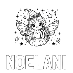 Online Created Coloring Page - NOELANI Coloring Page and Coloring Page of a Cute and Smiling Magical Fairy