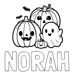 Online Created Coloring Page - NORAH Coloring Page and Halloween Pumpkin and Ghost Coloring Page