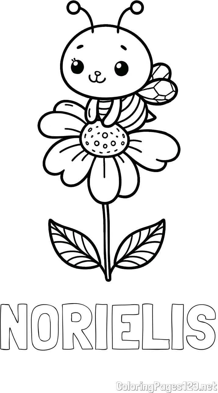 NORIELIS Coloring Page and Coloring Page of a Cute Bee on a Flower