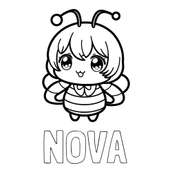 Online Created Coloring Page - NOVA Coloring Page and Anime-Style Bee Coloring Page