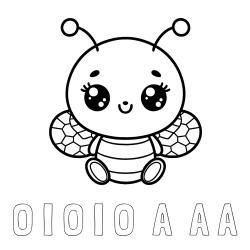 Online Created Coloring Page - O I O I O  A  A A Coloring Page and Children's Coloring Page of a Cute Bee