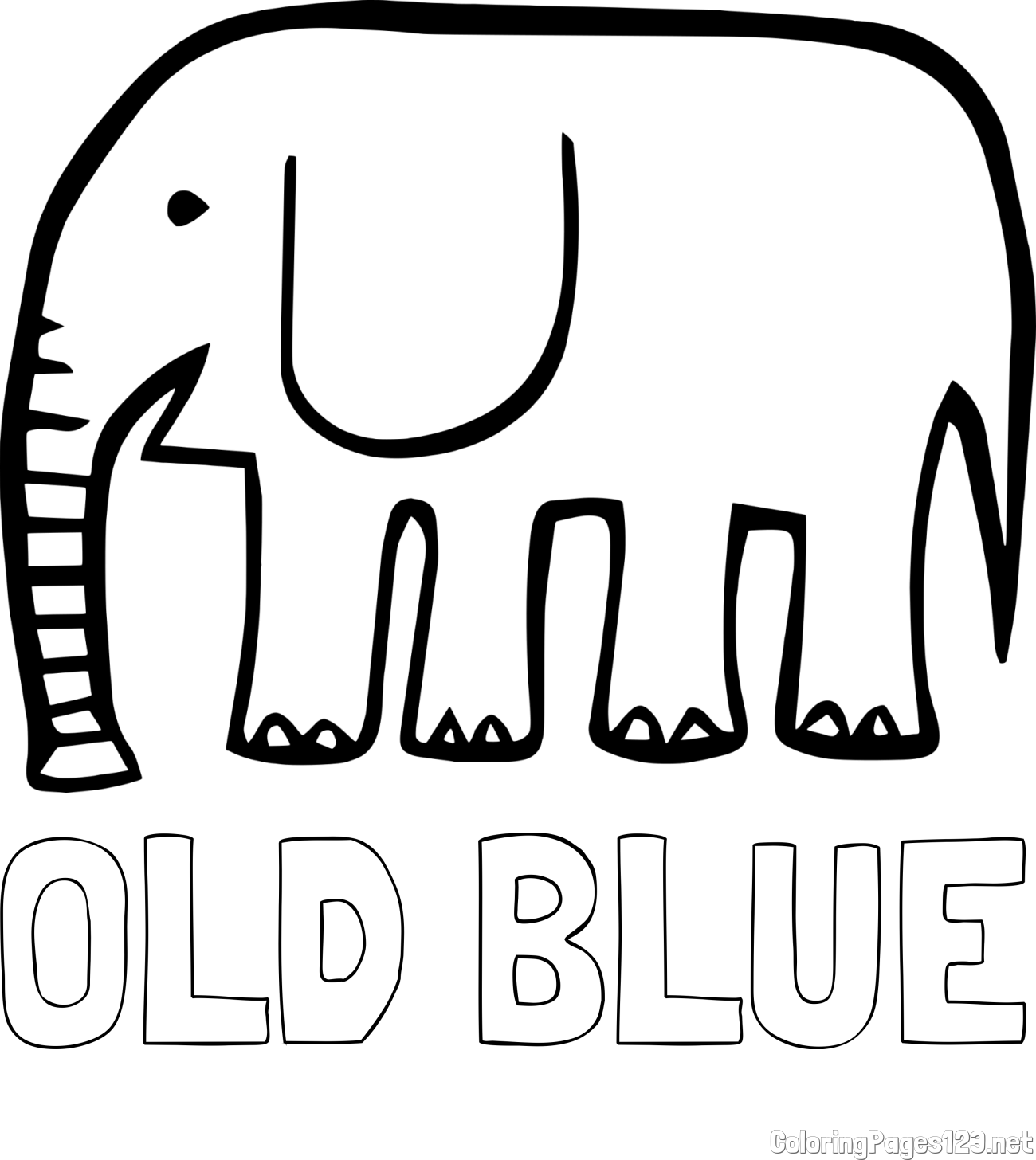 OLD BLUE Coloring Page and Simple Elephant Coloring Page for Kids