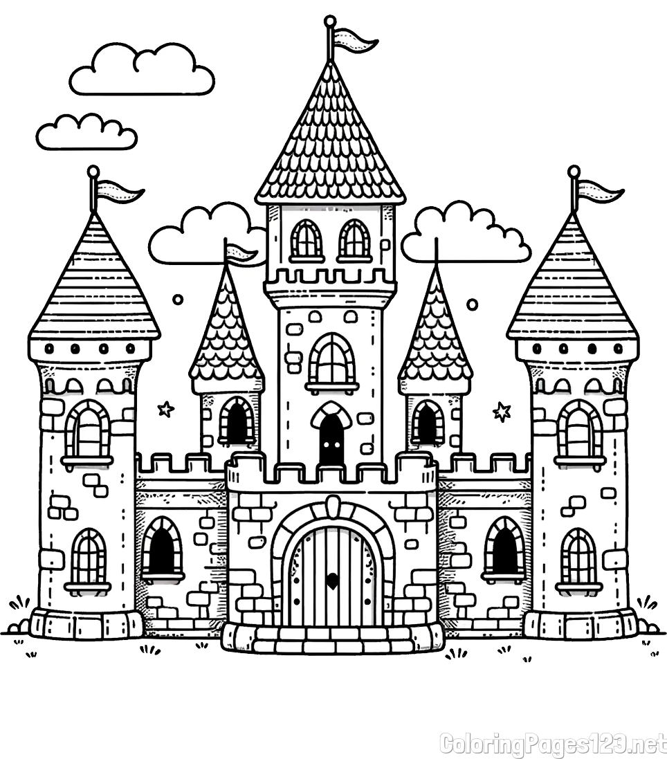 Old Castle Coloring Page for Kids -