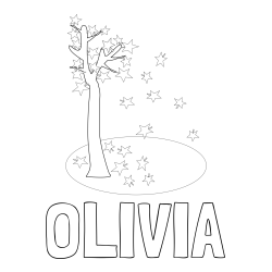 OLIVIA Coloring Page and Autumn Tree Coloring Page for Kids