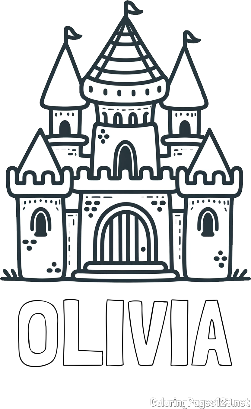 OLIVIA Coloring Page and Beautiful Castle Coloring Page for Kids