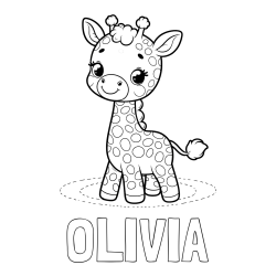 OLIVIA Coloring Page and Playful Giraffe Coloring Page