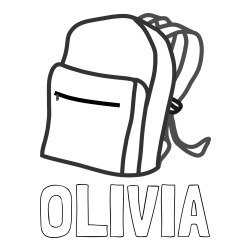 OLIVIA Coloring Page and School Backpack Coloring Page