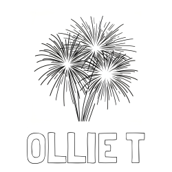 Online Created Coloring Page - OLLIE T Coloring Page and Beautiful Fireworks Coloring Page
