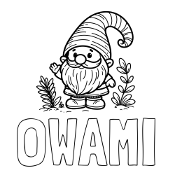 Online Created Coloring Page - OWAMI Coloring Page and Cute Gnome Coloring Page