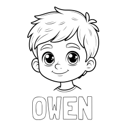 OWEN Coloring Page and Boy Face Coloring Page