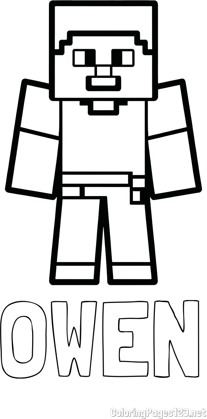OWEN Coloring Page and Minecraft Steve Coloring Page