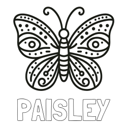 Online Created Coloring Page - PAISLEY Coloring Page and Butterfly Coloring Page (Simple)