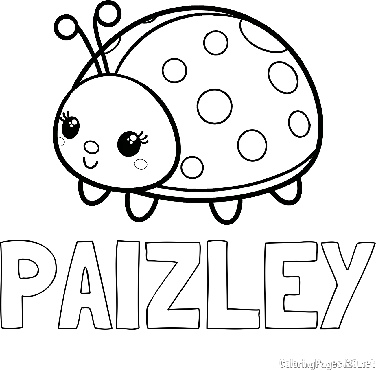PAIZLEY Coloring Page and Smiling Ladybug Coloring Page