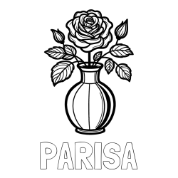 Online Created Coloring Page - PARISA Coloring Page and Roses in a Vase Coloring Page