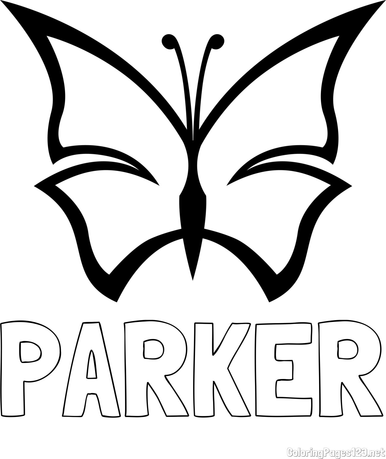 PARKER Coloring Page and Easy Coloring Page of a Butterfly