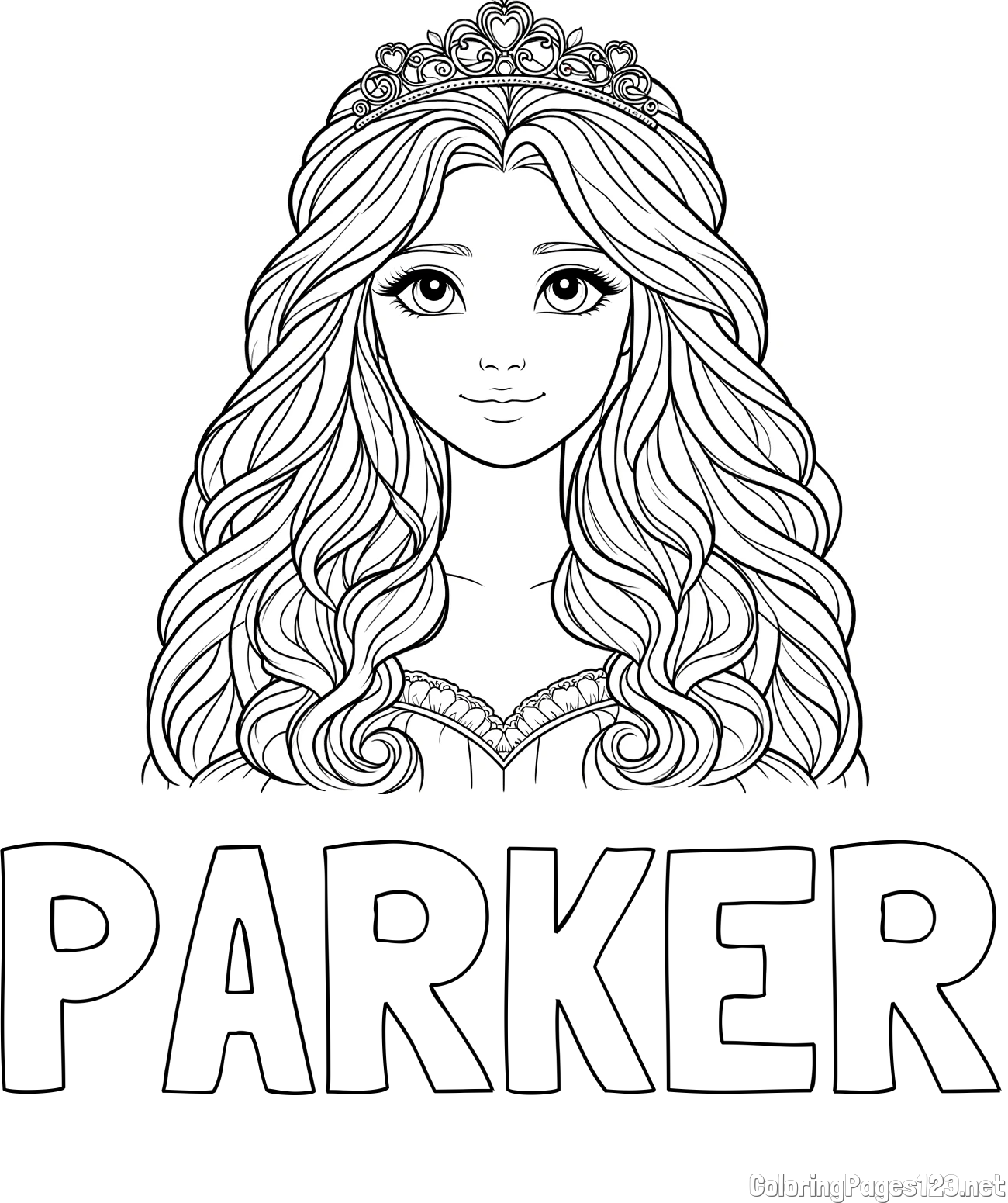 PARKER Coloring Page and Princess Coloring Page
