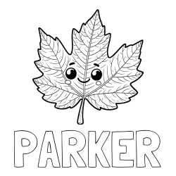 Online Created Coloring Page - PARKER Coloring Page and Smiling Leaf Coloring Page for Kids