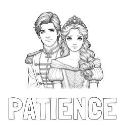 Online Created Coloring Page - PATIENCE Coloring Page and Coloring Page of a Prince and Princess