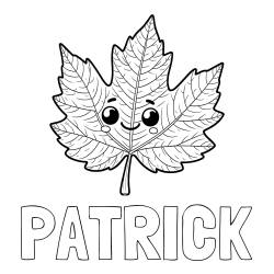 Online Created Coloring Page - PATRICK Coloring Page and Smiling Leaf Coloring Page for Kids
