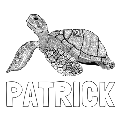 Online Created Coloring Page - PATRICK Coloring Page and Turtle Mandala Coloring Page