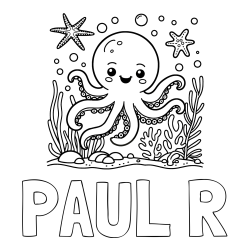 Online Created Coloring Page - PAUL R Coloring Page and Coloring Page of a Cute Octopus in the Ocean