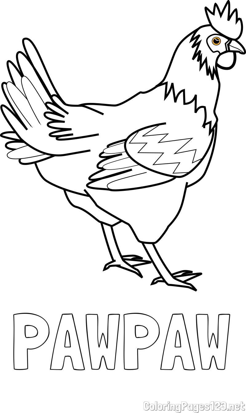 PAWPAW Coloring Page and Coloring Page of a Hen