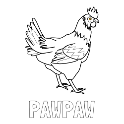 Online Created Coloring Page - PAWPAW Coloring Page and Coloring Page of a Hen