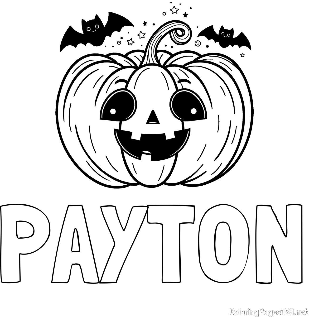 PAYT0N Coloring Page and Halloween Pumpkin and Bats Coloring Page
