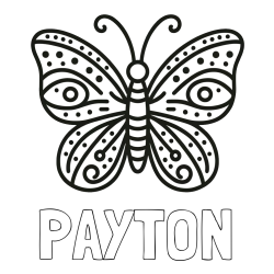 Online Created Coloring Page - PAYTON Coloring Page and Butterfly Coloring Page (Simple)