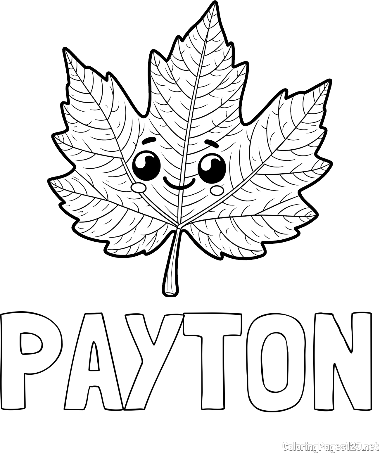 PAYTON Coloring Page and Smiling Leaf Coloring Page for Kids