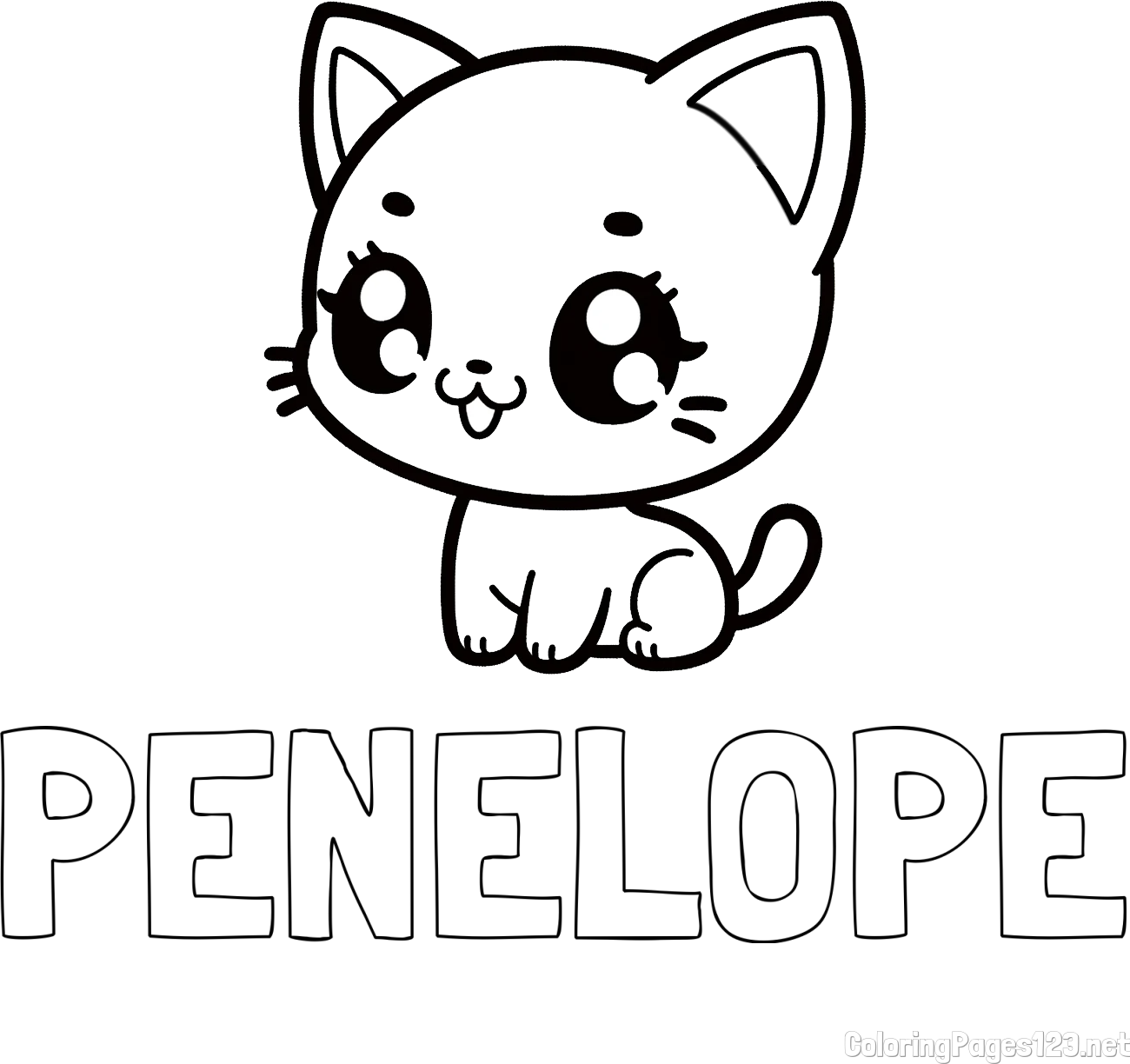 PENELOPE Coloring Page alongside Coloring Page of an Anime Cat