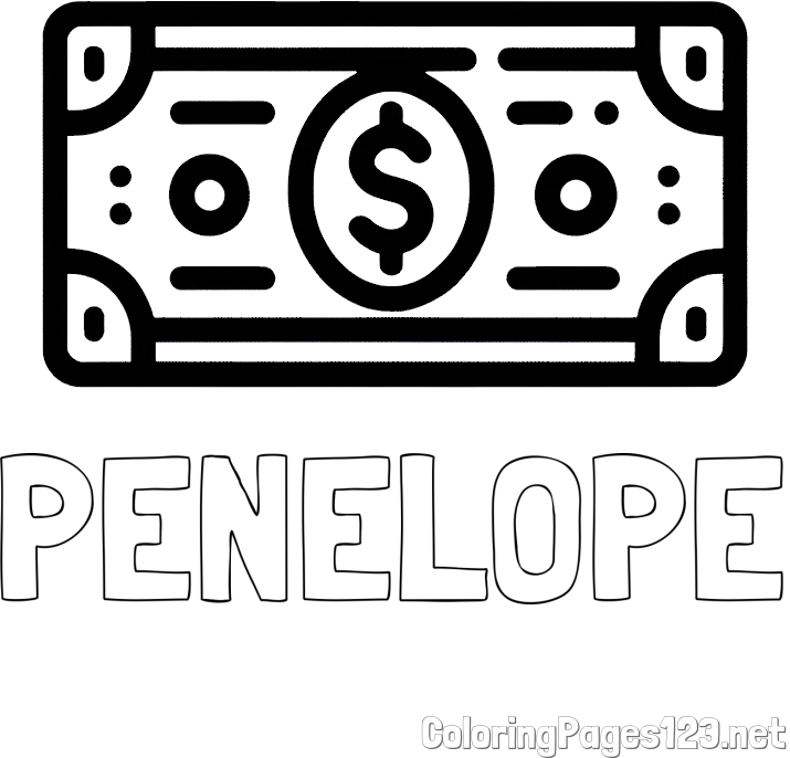 PENELOPE Coloring Page and Coloring Page of a Dollar Bill