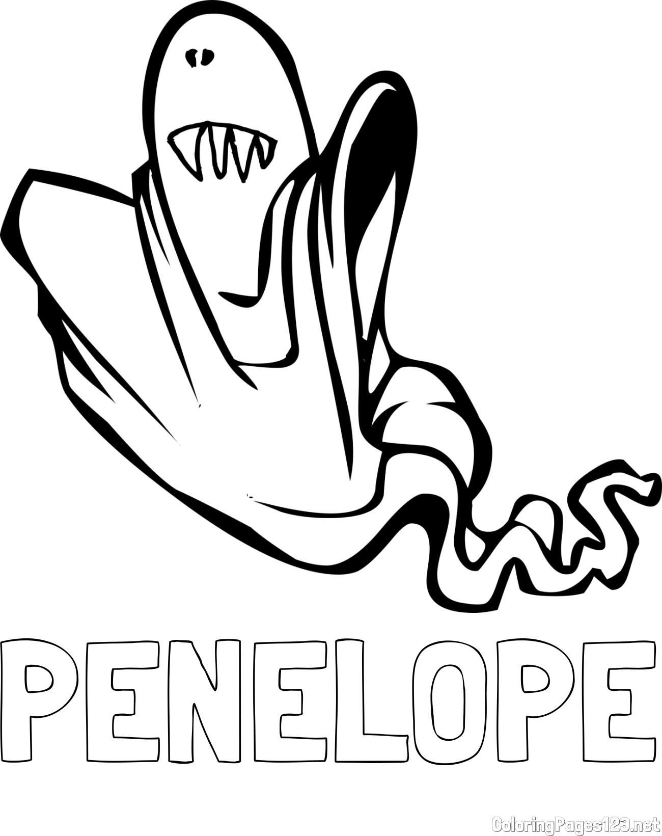 PENELOPE Coloring Page and Funny Ghost Coloring Page for Kids