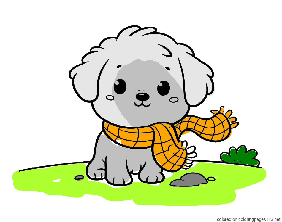Colored coloring page - Coloring page of an adorable puppy