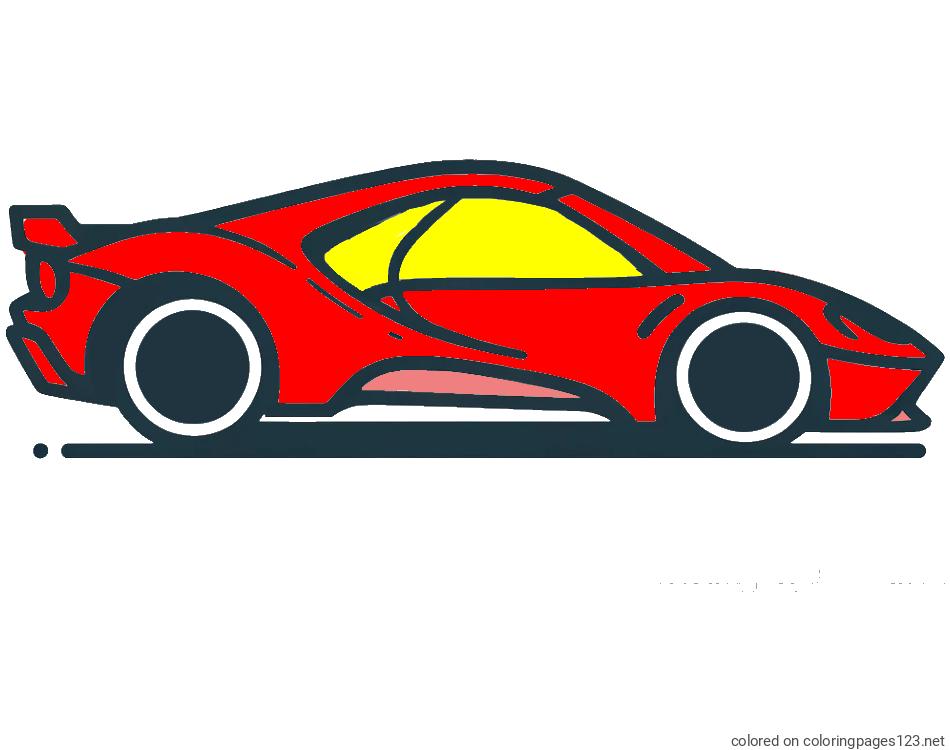 Colored coloring page - Simple Coloring Page of a Racing Car