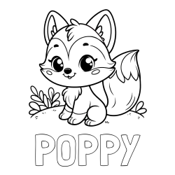 Online Created Coloring Page - POPPY Coloring Page and Cute Fox Coloring Page