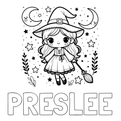 Online Created Coloring Page - PRESLEE Coloring Page and Coloring Book of a Cute Witch