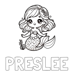 Online Created Coloring Page - PRESLEE Coloring Page and Coloring Page of a Charming Mermaid