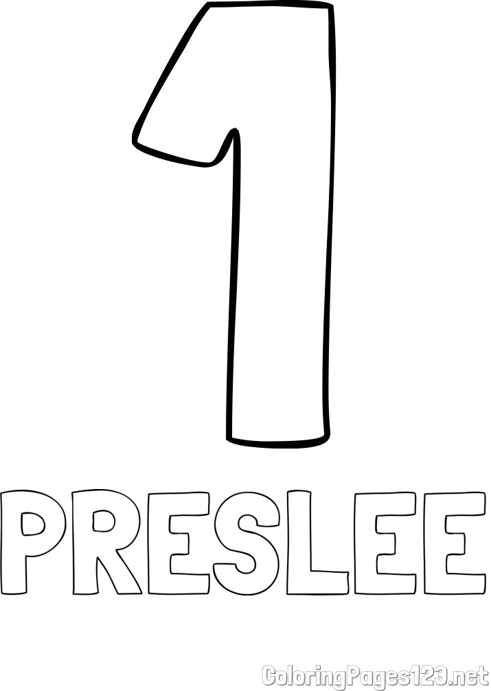 PRESLEE Coloring Page and Coloring Page of Number One (1)