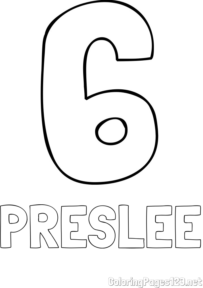 PRESLEE Coloring Page and Coloring Page of Number Six (6)