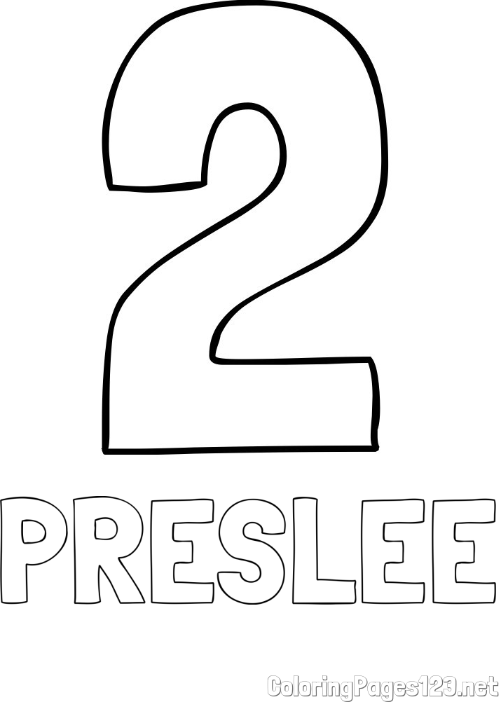 PRESLEE Coloring Page and Coloring Page of Number Two (2)