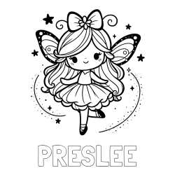 PRESLEE Coloring Page and Cute Magical Fairy