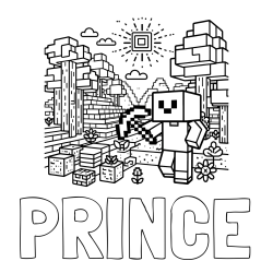 Online Created Coloring Page - PRINCE Coloring Page and Minecraft World Coloring Page